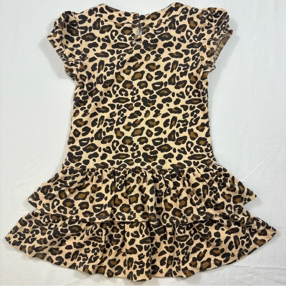 Gymboree Leopard Print Puff Sleeve Tiered Ruffle Dress | Size 5
